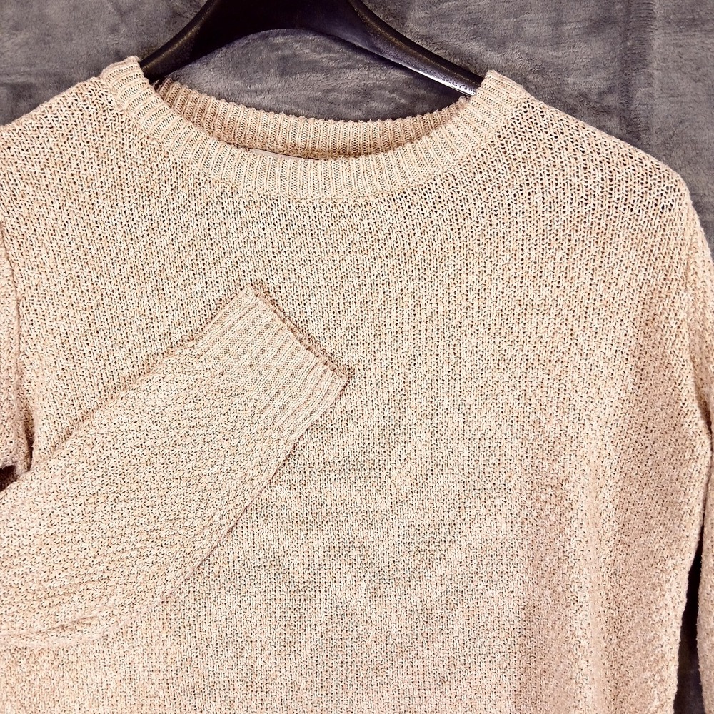 Pink Clover Sweater Womens Medium Beige Knit High Low Hem Pullover Crewneck‎